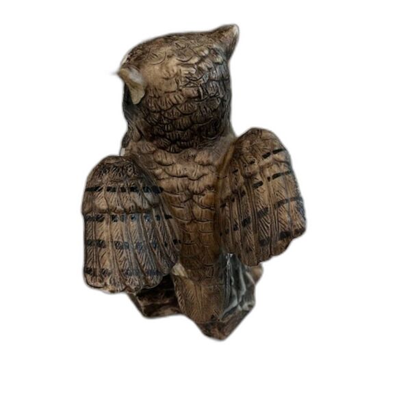 Vtg  Homco Owl Figurine Perched on Branch MCM Handpainted Cabincore Rustic Decor - Picture 2 of 5